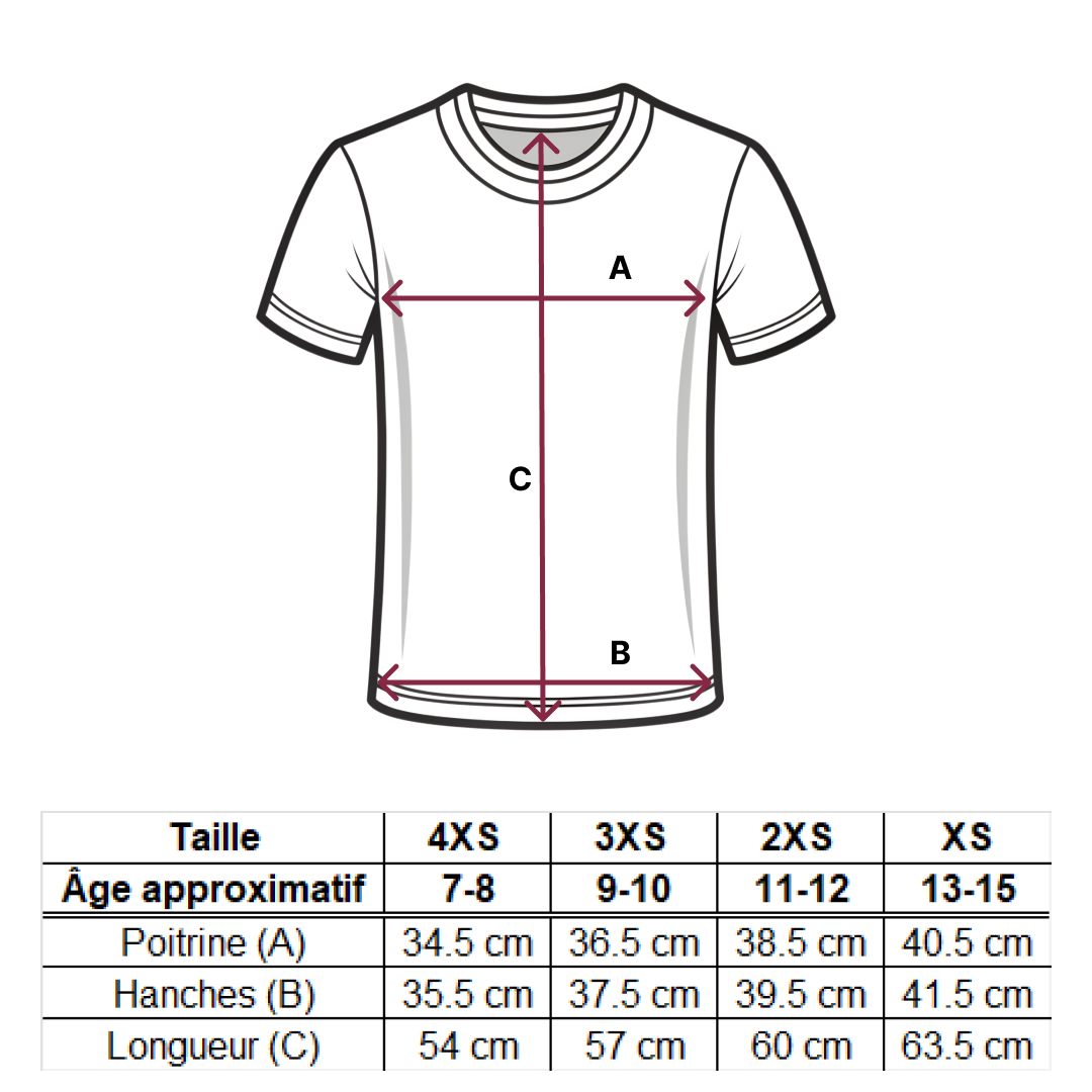 Size guide – Triko Bílé – FR