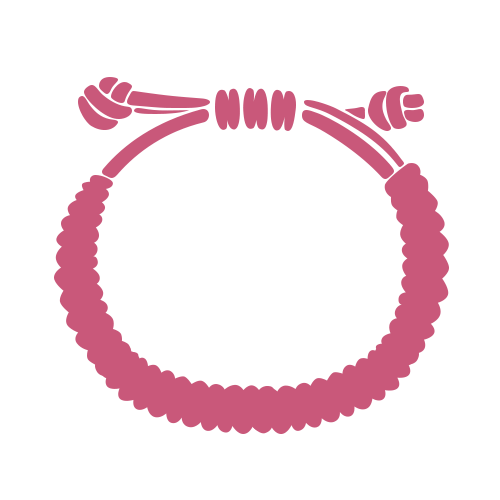 Illustration stylisée d'une corde nouée en forme circulaire avec des nœuds aux deux extrémités, ressemblant à un bracelet, sur un fond clair.