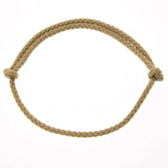 The Hobby Horse LarDen Cordeo Nature is a beige braided polypropylene rope tied into a simple loop with end knots, perfect as a handmade cordeo for your hobby horse, shown on a plain white background.