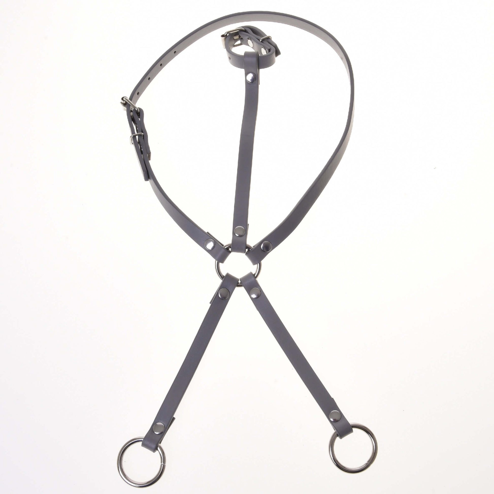 Ensemble gris en similicuir - bride, rênes et martingale