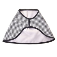The Hobby Horse LarDen Blanket English Black Plaid Double-Sided cape features a black and white plaid pattern with black trim, open front, and white lining, laid flat on a white background and reminiscent of a Hobby Horse blanket.