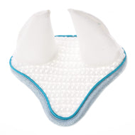 The Hobby Horse LarDen Ear Bonnet Glitter Cuties features two pointed, soft horns and blue trim—perfect for playful style or fly protection on your hobby horse. Photographed on a white background, it resembles fun animal ears.