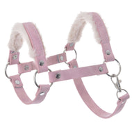 Hobby Horse LarDen Halfter mit Fell - Kunstleder Mullbery mit weicher weißer Fleece-Polsterung am Nasenriemen und Genickstück, silberfarbenen Beschlägen und hellrosa Kunstlederoberfläche für Komfort und Stil.