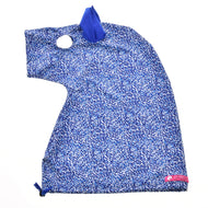 Hobby Horse LarDen „Hobby Horse Schutzanzug See (Lycra)“ ist ein blau-weiß gemusterter Lycra-Anzug mit einer Öffnung und spitzer blauer Oberseite, flach vor weißem Hintergrund.