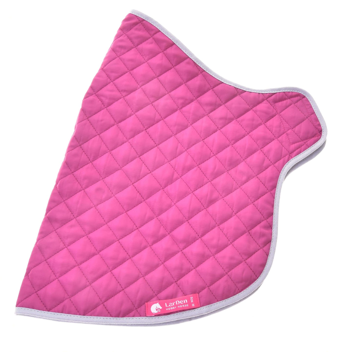 Ein gestepptes Pad in Hot Pink mit silberner Einfassung aus dem Hobby Horse LarDen Set Hot Pink Silver – entworfen für Komfort und perfekt passend zu deinem abgestimmten Deckenset oder deiner Fliegenhaube.