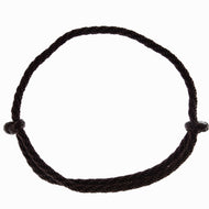 The Cordeo Chocolate by Hobby Horse LarDen is a simple, dark polypropylene rope tied in a circle with two knots on opposite sides, shown against a plain white background.