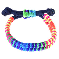 The Bracelet Rosemary by Hobby Horse LarDen features a dark blue adjustable cord and woven rainbow threads—pink, yellow, blue, green, and orange. Perfect for stacking with your favorite bracelets or Hobby Horse accessories. Shown on a white background.
