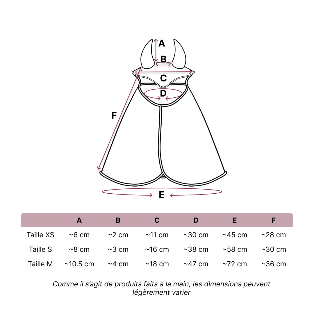 Size guide – Raincoat XS – FR