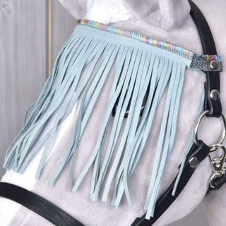 Licol noir avec franges turquoise clair