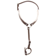 The Hobby Horse LarDen Breastgirth with fur Walnut is shown against a white background; it features brown leather, a fleece lining, adjustable length, and metal hardware.