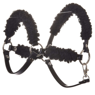 Licou noir avec fourrure noire complète - similicuir