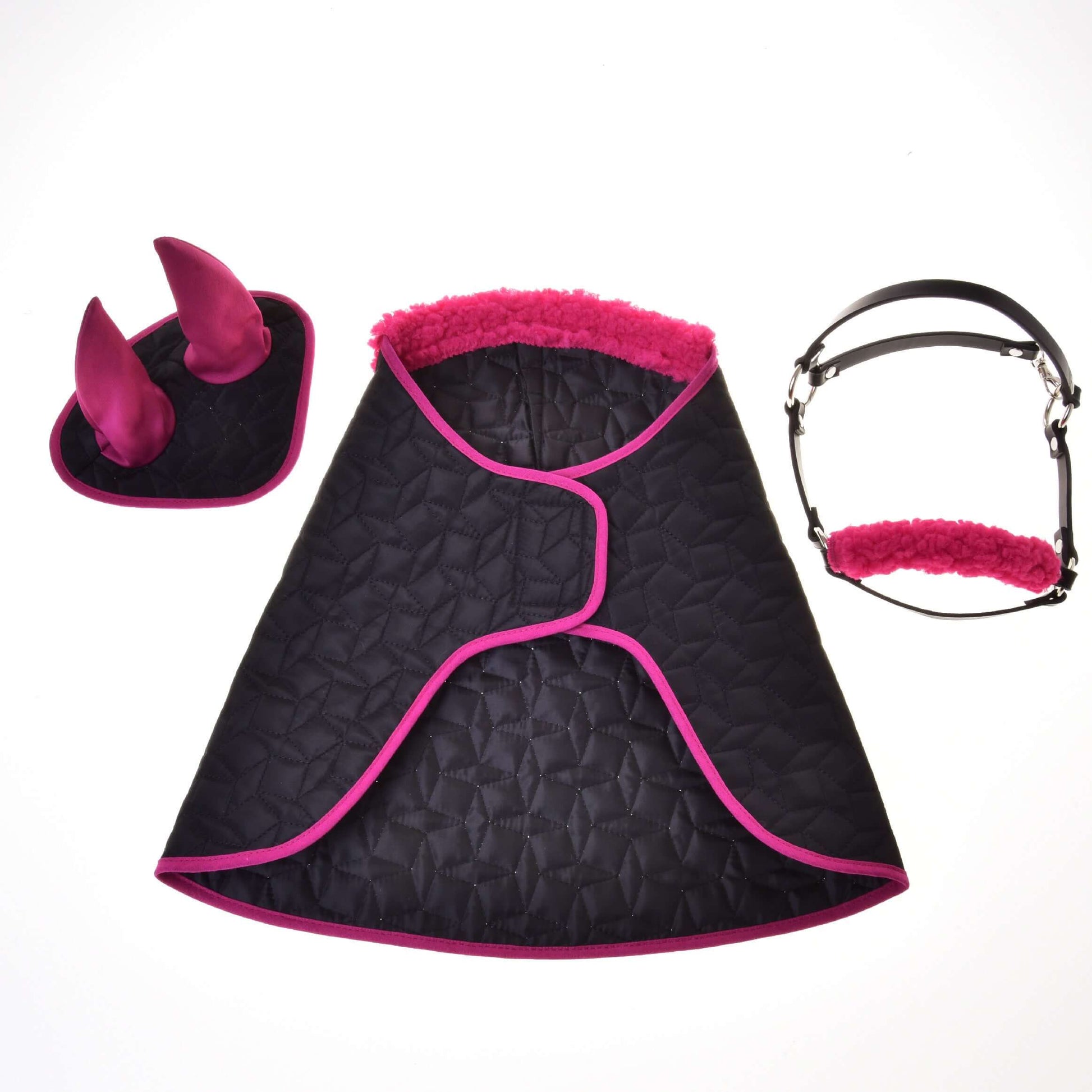 Set Thermo Pinkie (Ohrenkappe + Decke + Halfter mit Fell)